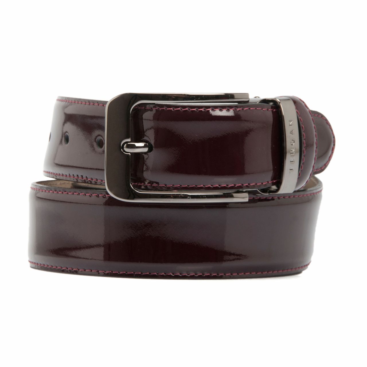 Luxury men's belt natural lacquer - burgundy