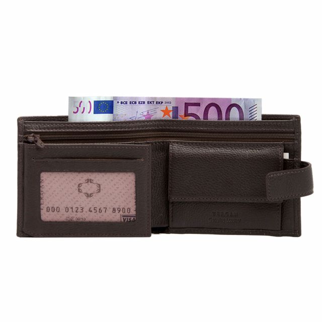 Men's brown wallet made of genuine leather
