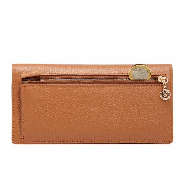 Кафяв дамски портфейл от естествена кожа