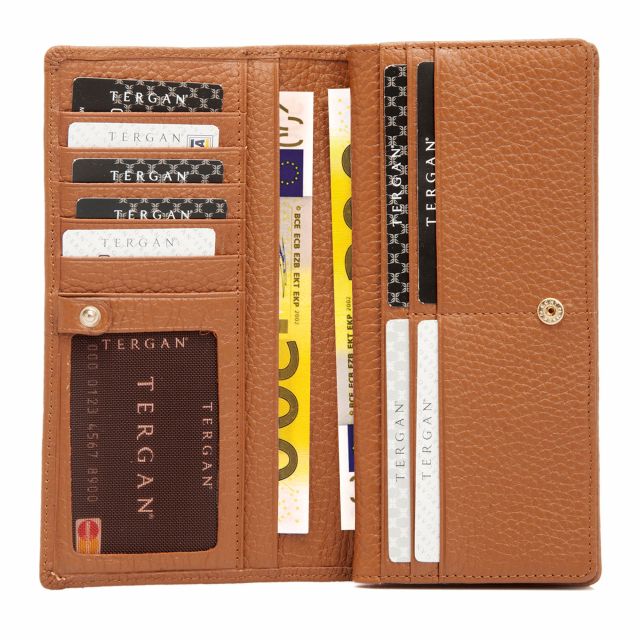 Кафяв дамски портфейл от естествена кожа