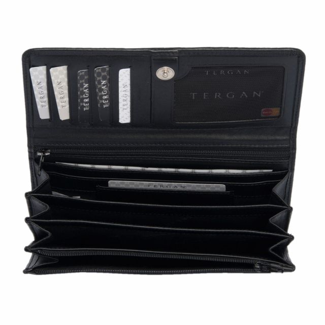 Черно дамско портмоне от естествена кожа