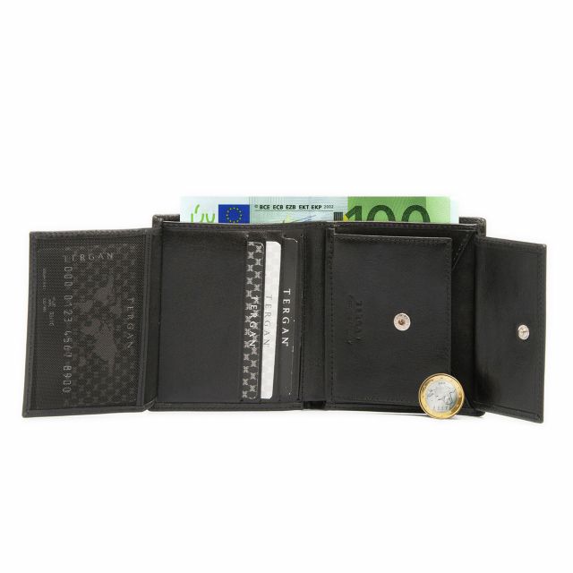 Mens Vertical Leather Wallet with Coin Pocket