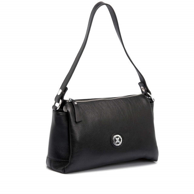 Черна малка дамска чанта от естествена кожа