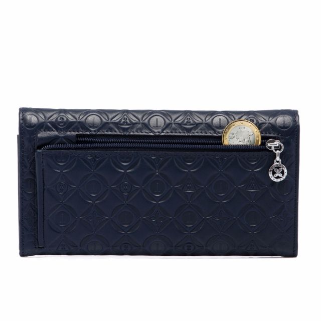 Дамско портмоне от естествена кожа в синьо