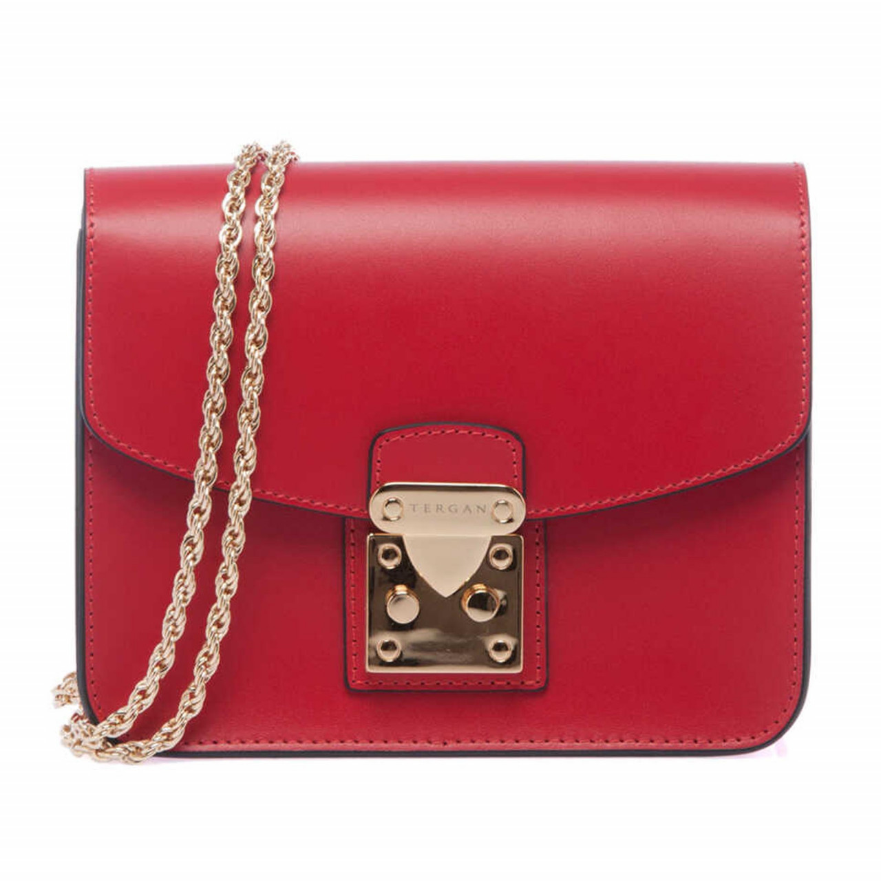 Малка дамска чанта в червено от естествена кожа