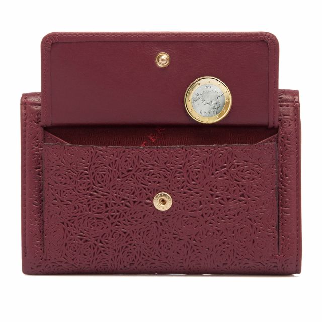 Дамско портмоне от естествена кожа в бордо