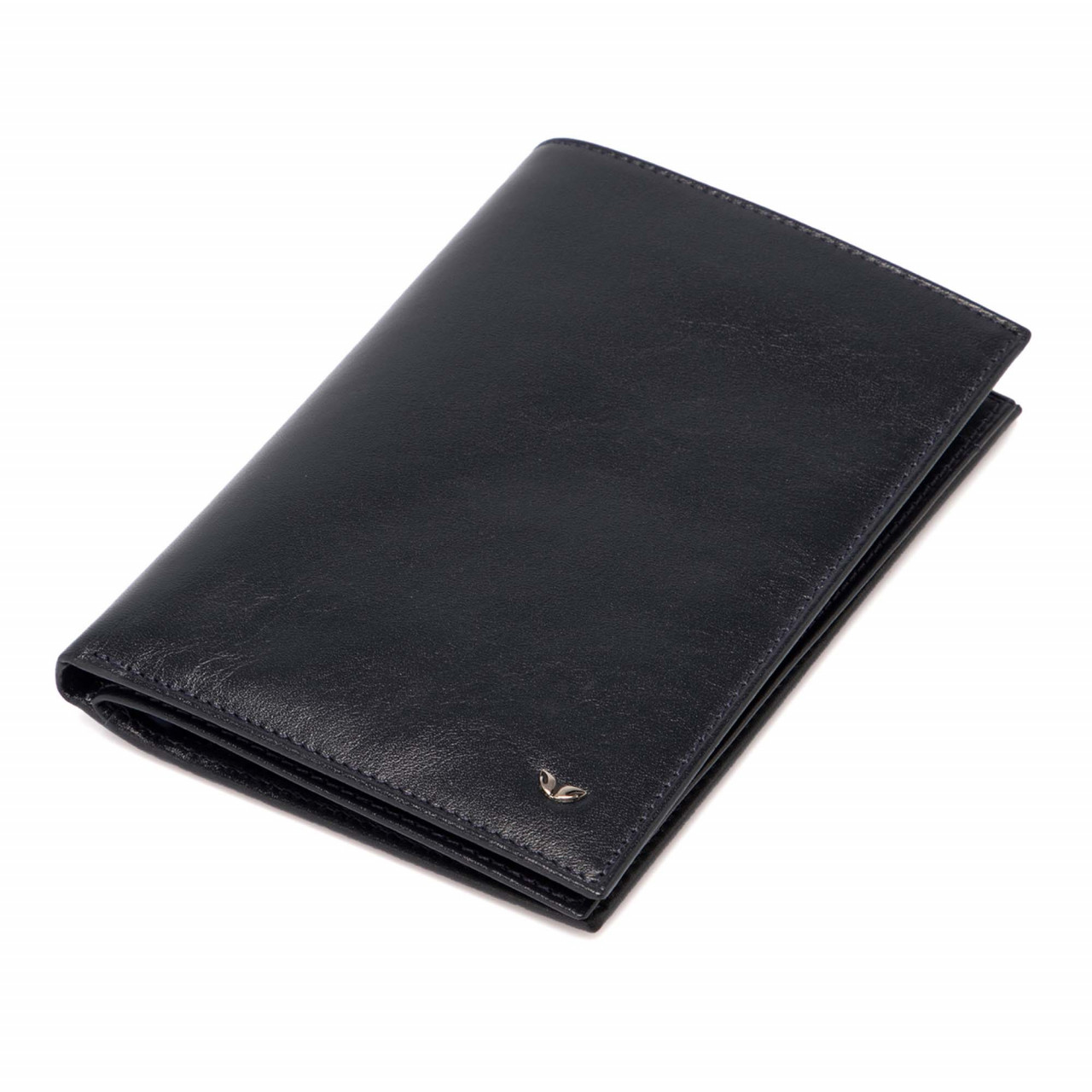 Genuine leather black vertical wallet