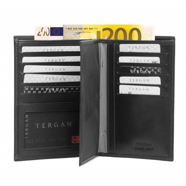 Genuine leather black vertical wallet