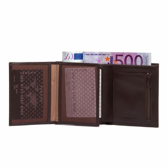 Genuine Leather Brown Vertical Wallet