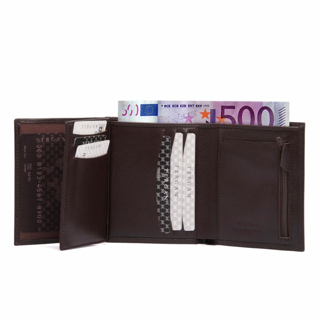 Genuine Leather Brown Vertical Wallet