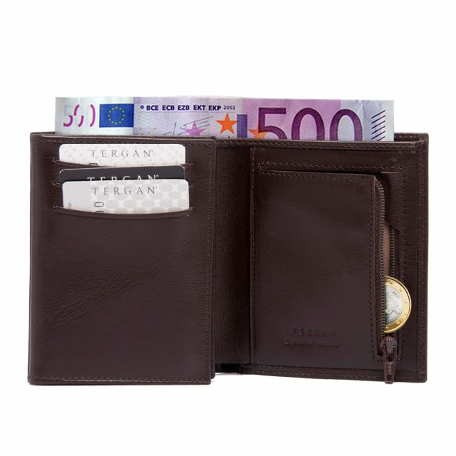 Genuine Leather Brown Vertical Wallet