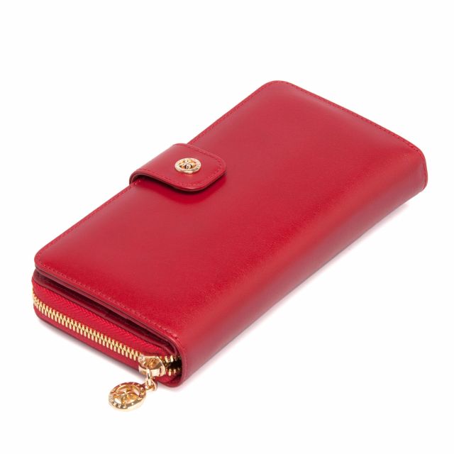 Червено дамско портмоне от естествена кожа