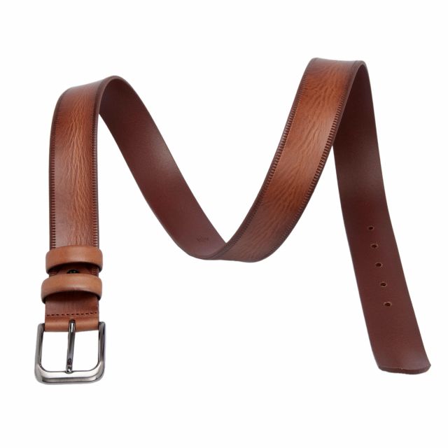 Мъжки светлокафяв колан от естествена кожа