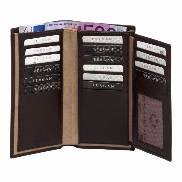 Вертикално мъжко портмоне от естествена кожа и велур