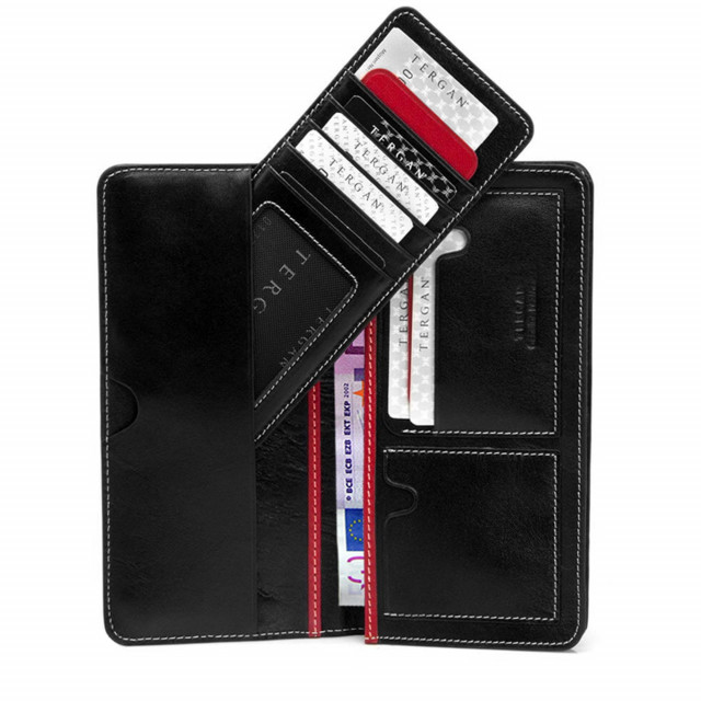 Вертикален портфейл за мъже в черно и червено