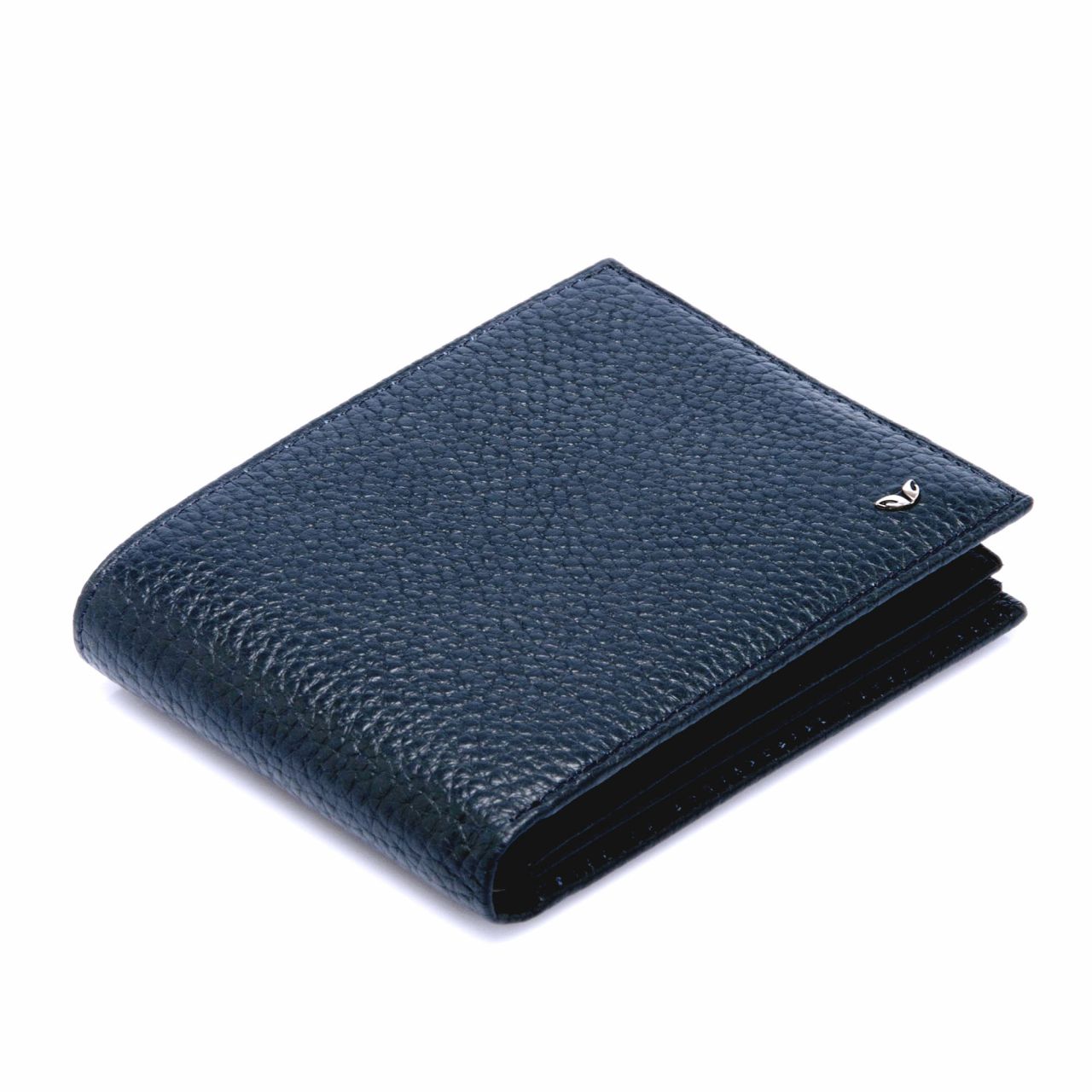 Leather wallet in navy blue