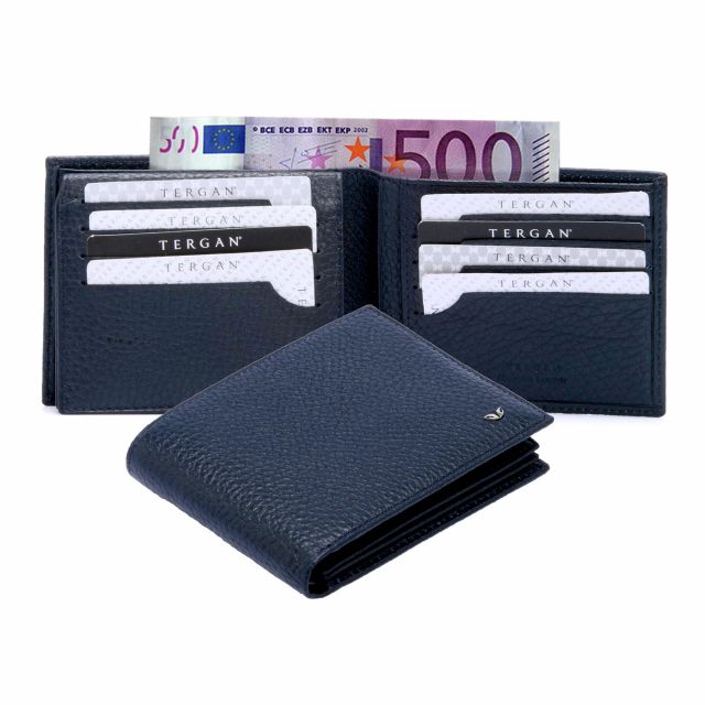 Leather wallet in navy blue