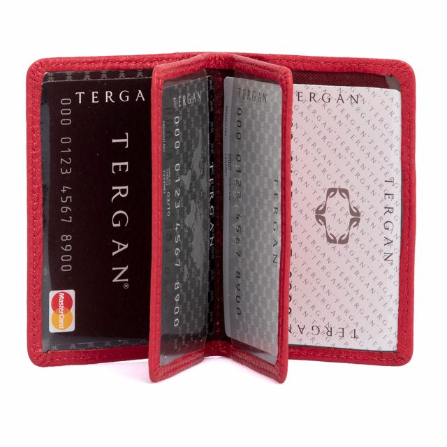 Калъф за документи от естествена кожа в тъмносиньо и червено