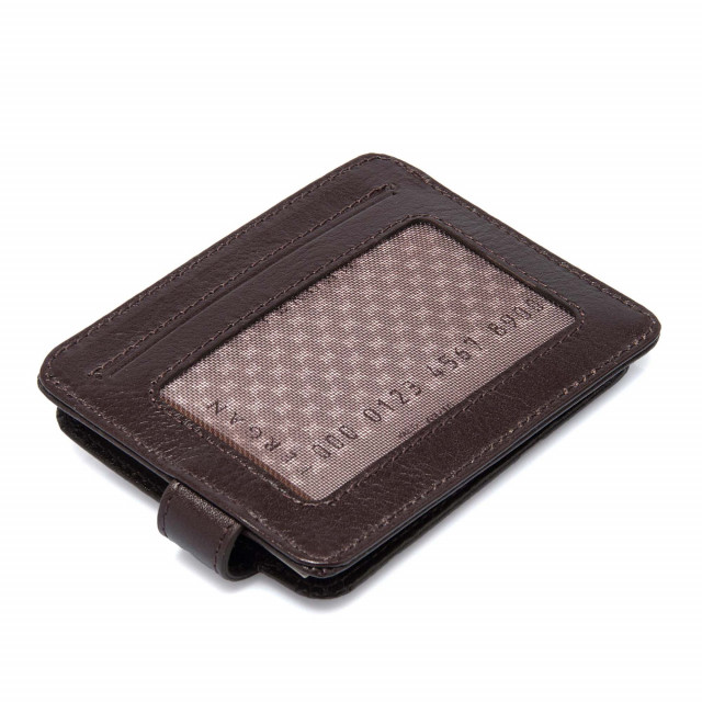 Тъмнокафяв калъф за документи от естествена кожа