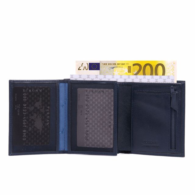 Малко вертикално мъжко портмоне от естествена кожа