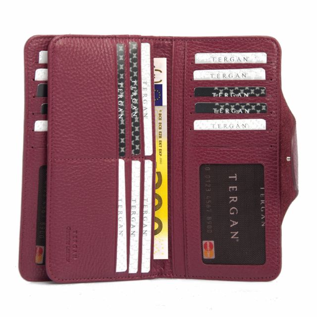 Дамско портмоне от естествена кожа в бордо