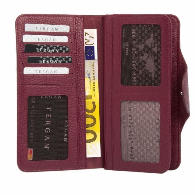 Дамско портмоне от естествена кожа в бордо