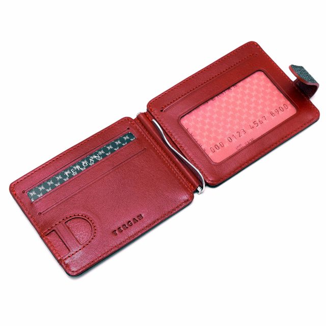 Кожен калъф за документи с метална щипка