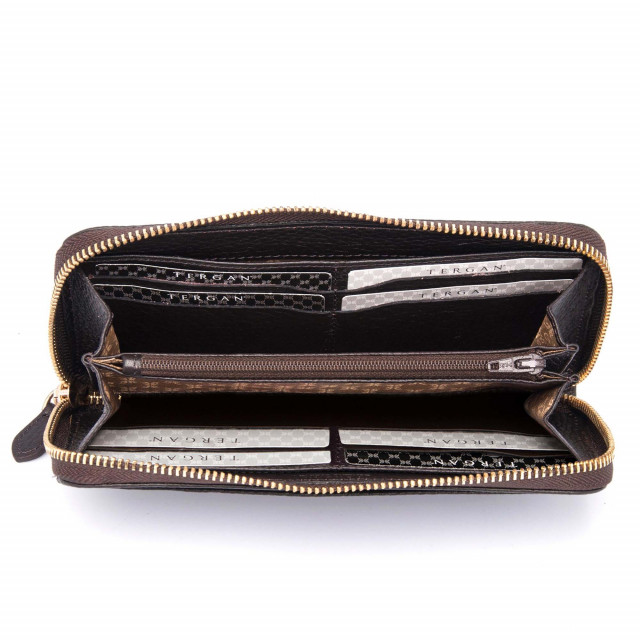 Тъмнокафяво дамско портмоне с дръжка