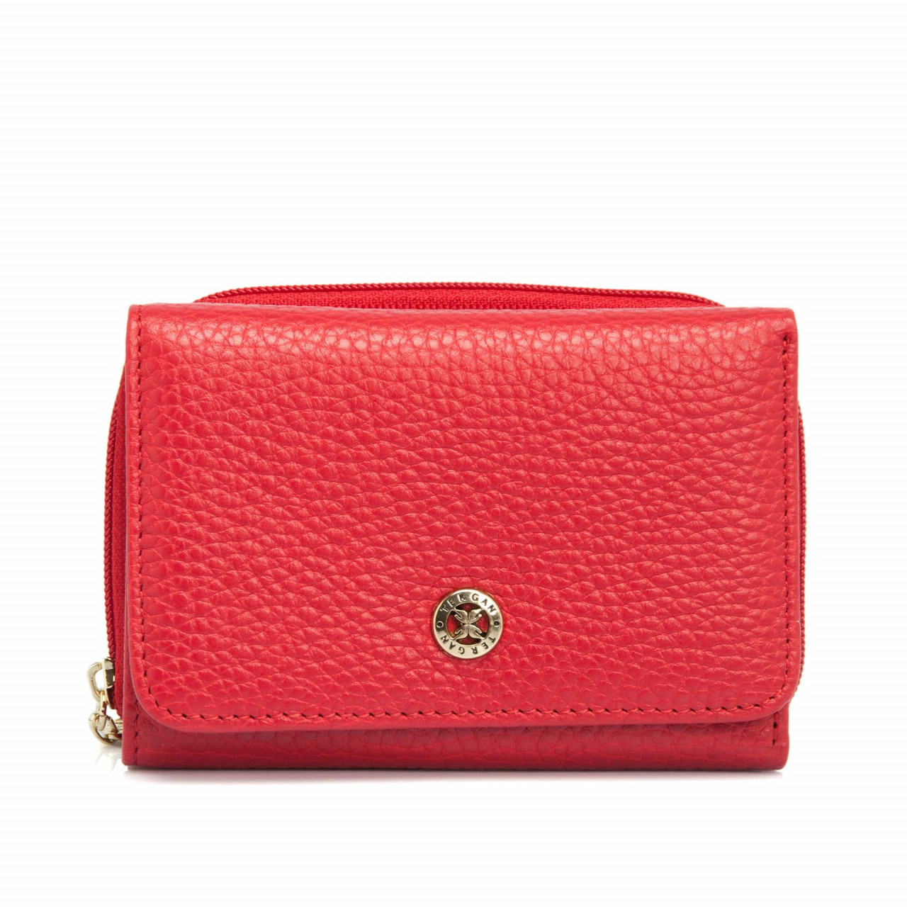 Червено дамско портмоне с отделение за монети