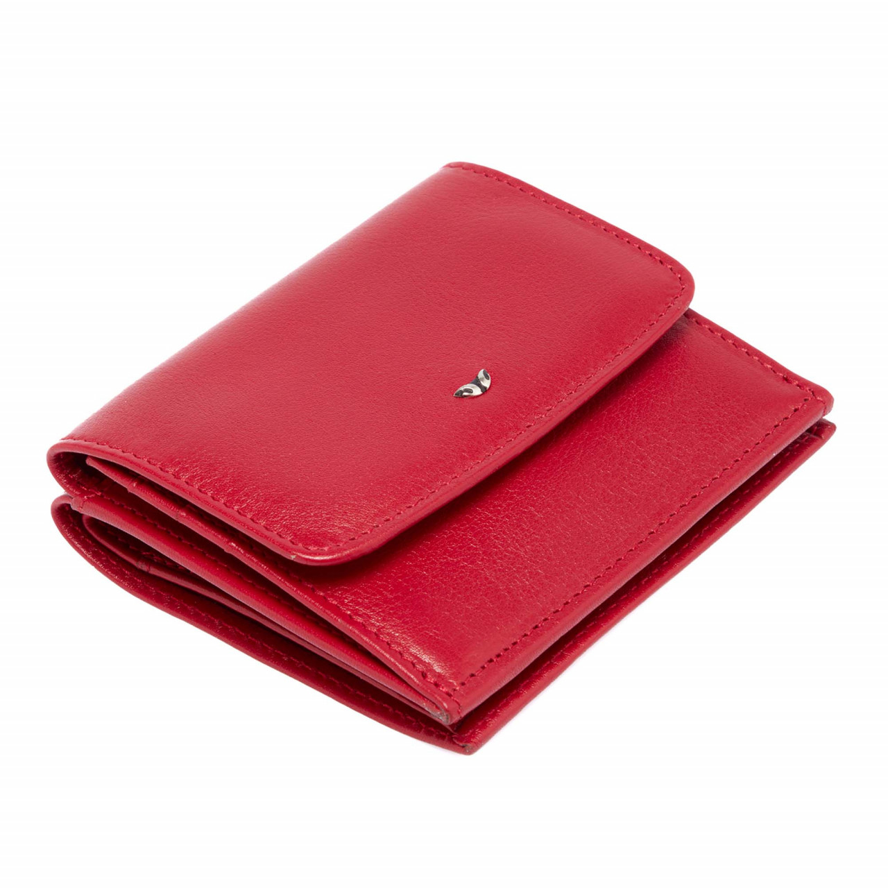 Червено кожено портмоне с джоб за монети