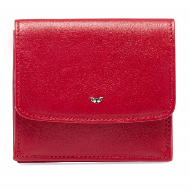 Червено кожено портмоне с джоб за монети