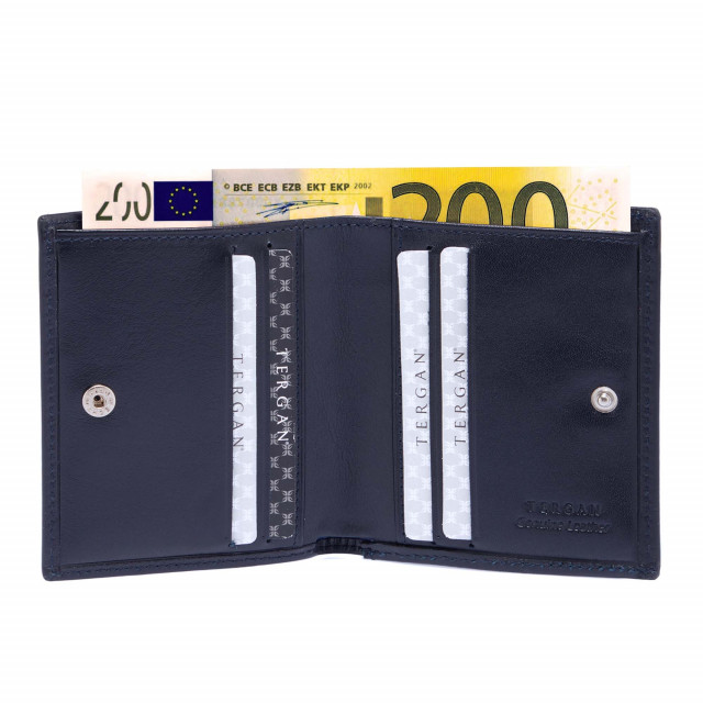 Малък тъмносин мъжки портфейл с монетник