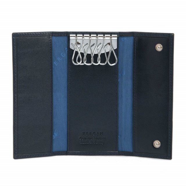 Тъмносин кожен ключодържател