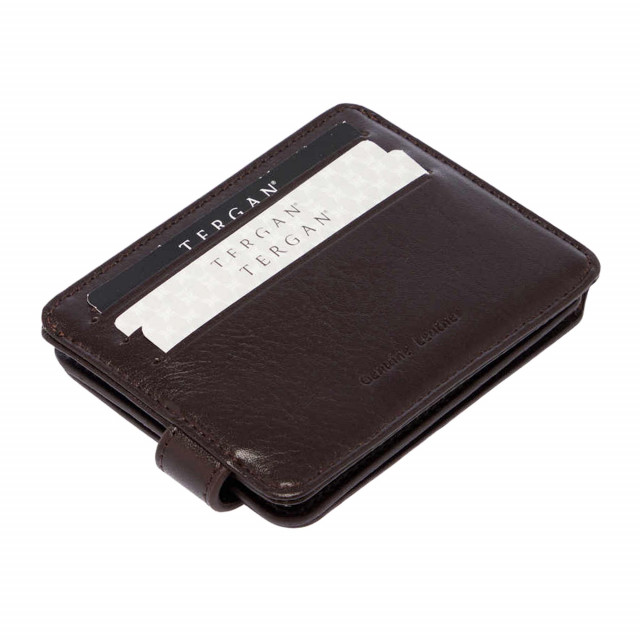 Тъмнокафяв кожен портфейл за документи и банкноти