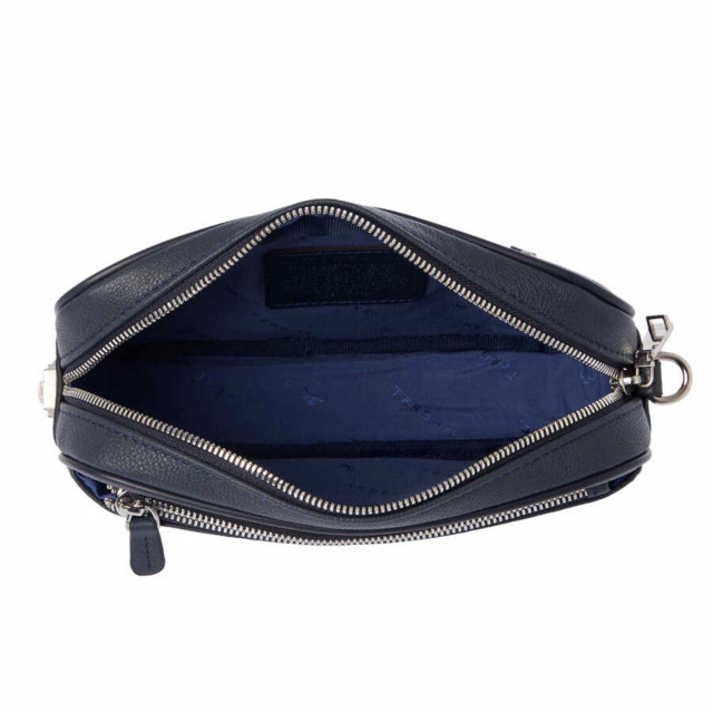 Тъмносиня ръчна чанта от естествена кожа