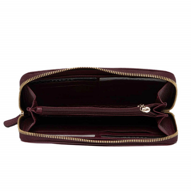 Виненочервено дамско портмоне от естествена кожа