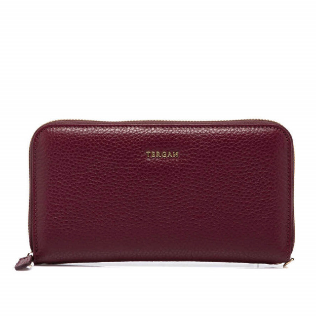 Виненочервено дамско портмоне от естествена кожа