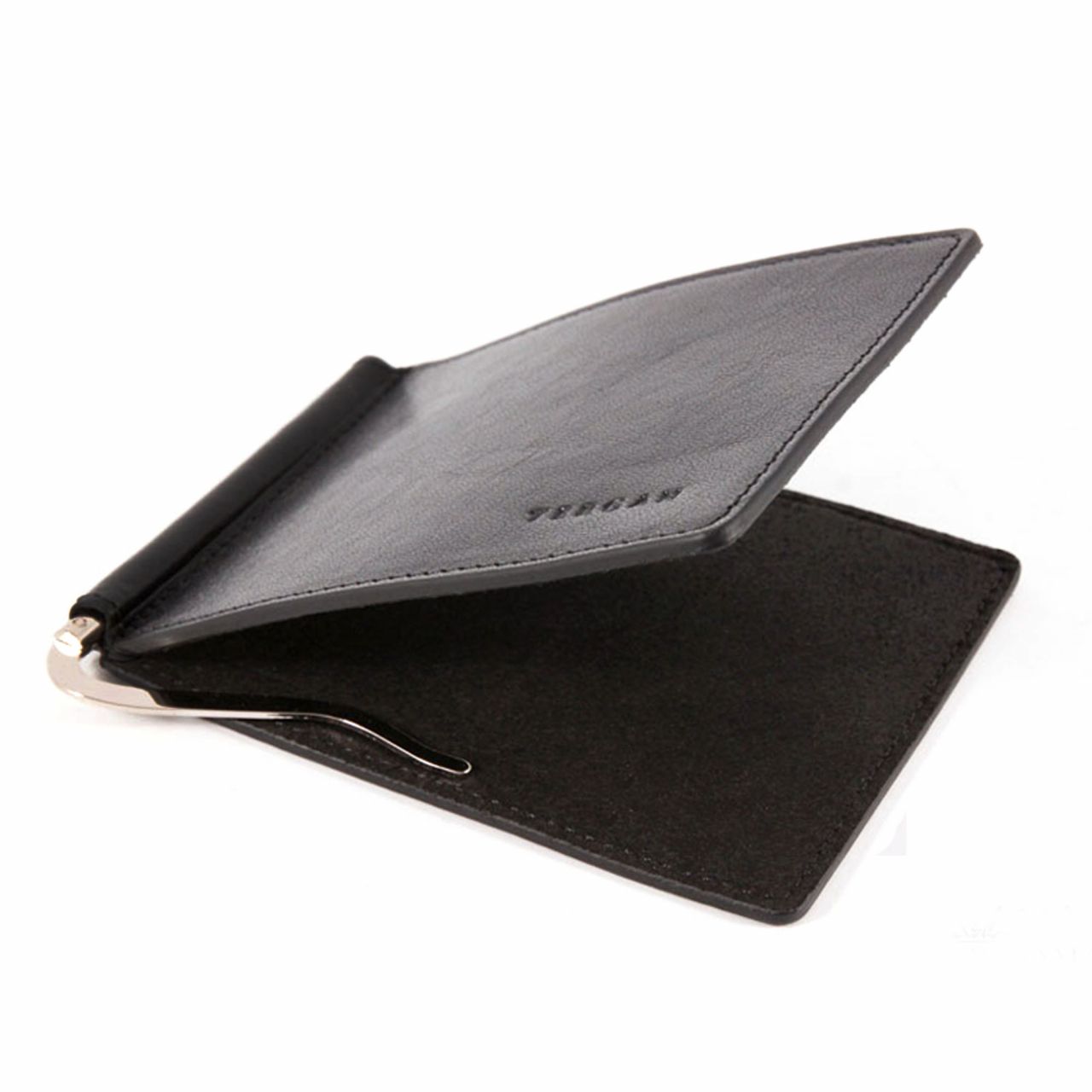 Черен мъжки портфейл от естествена кожа с щипка