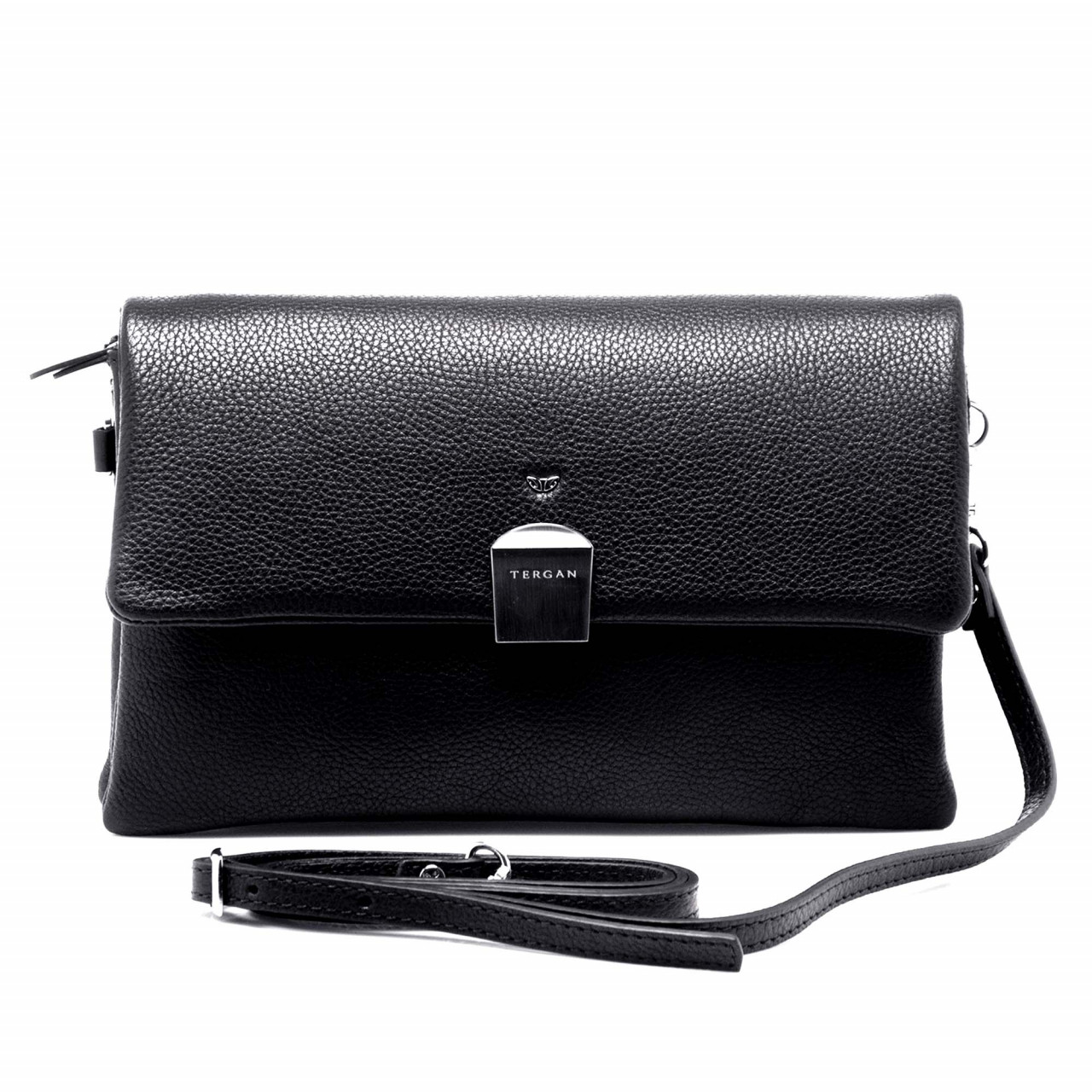 Men's handbag made of genuine leather with a long handle