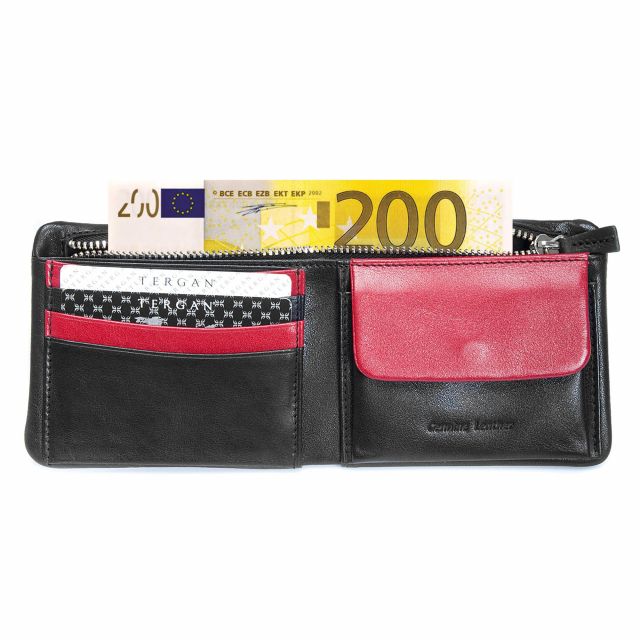 BLACK & RED TWO COLOURS LEATHER WALLET