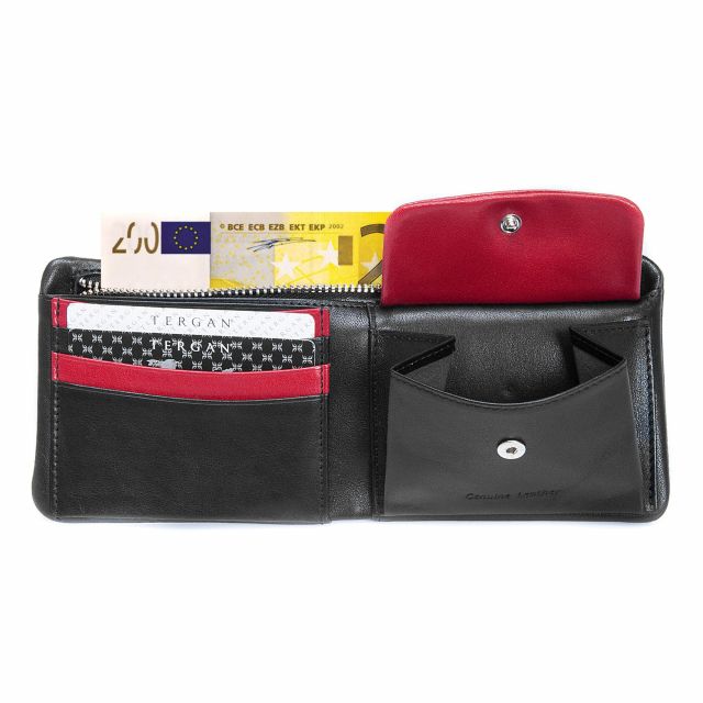 BLACK & RED TWO COLOURS LEATHER WALLET
