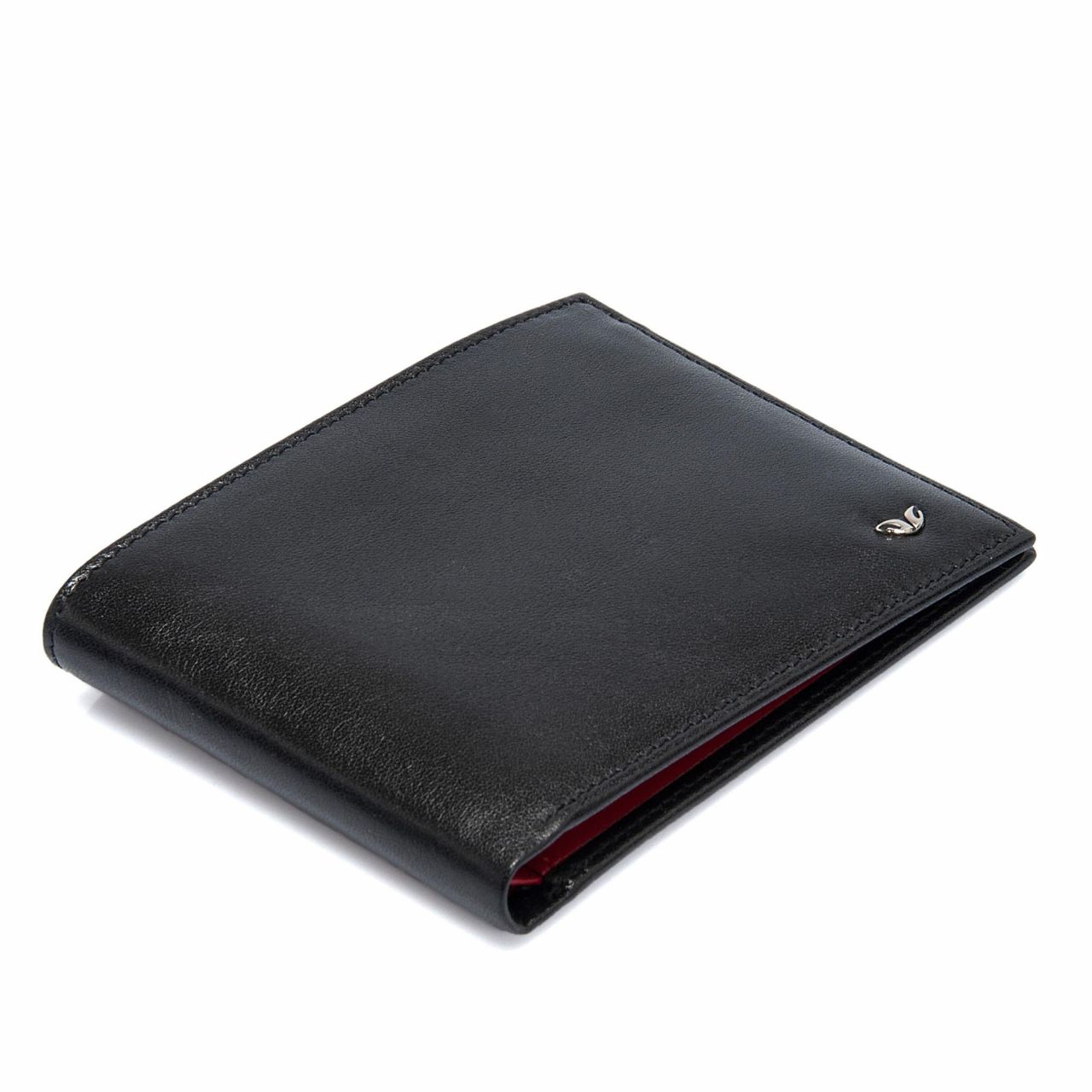 Men's Leather Wallet in Black and Red